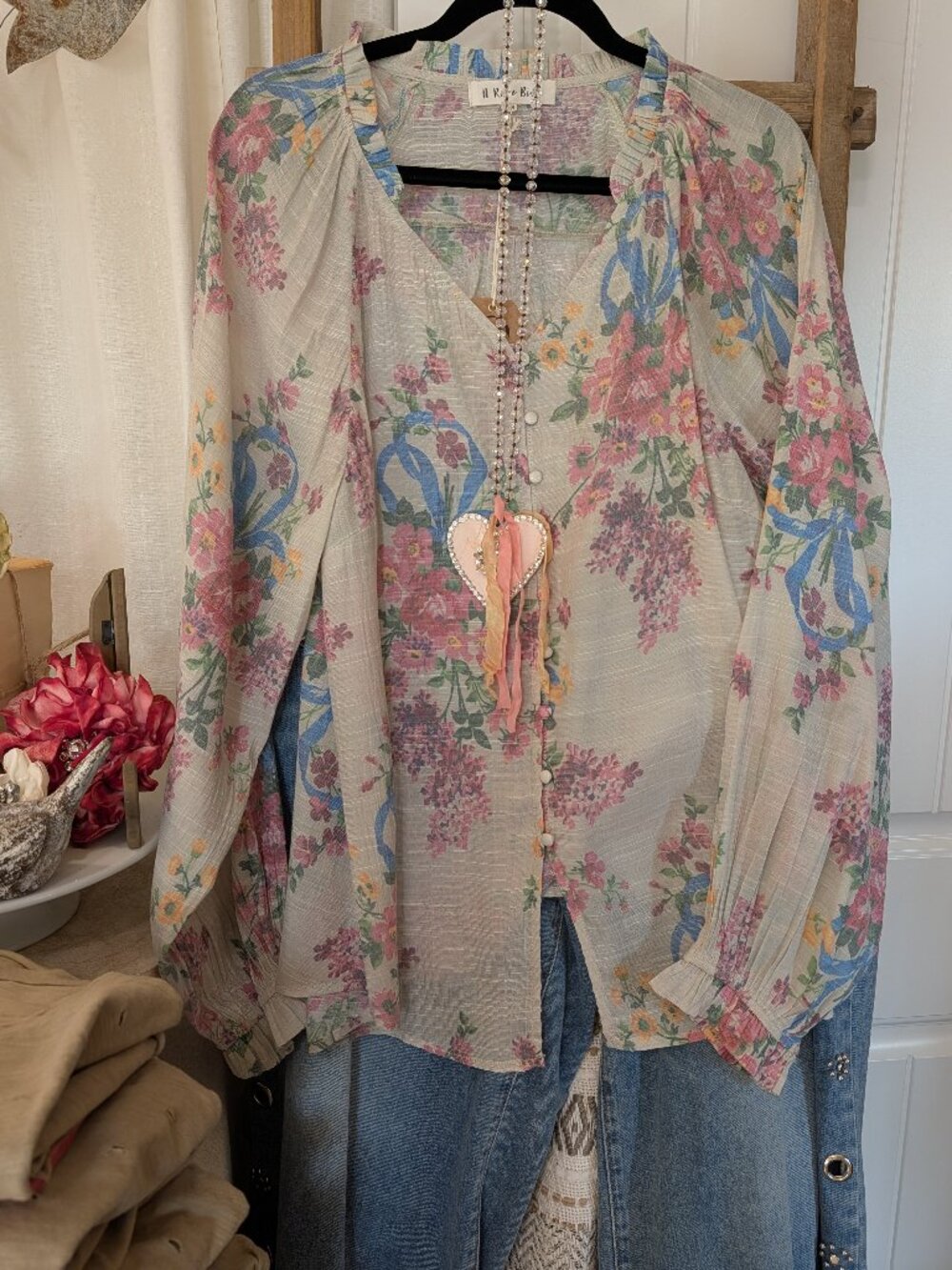 NEW!!!!!WHEN ROSIE CAME TO TOWN RUFFLED BLOUSE